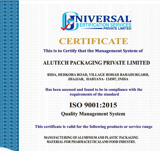 Quality Management System Certificate